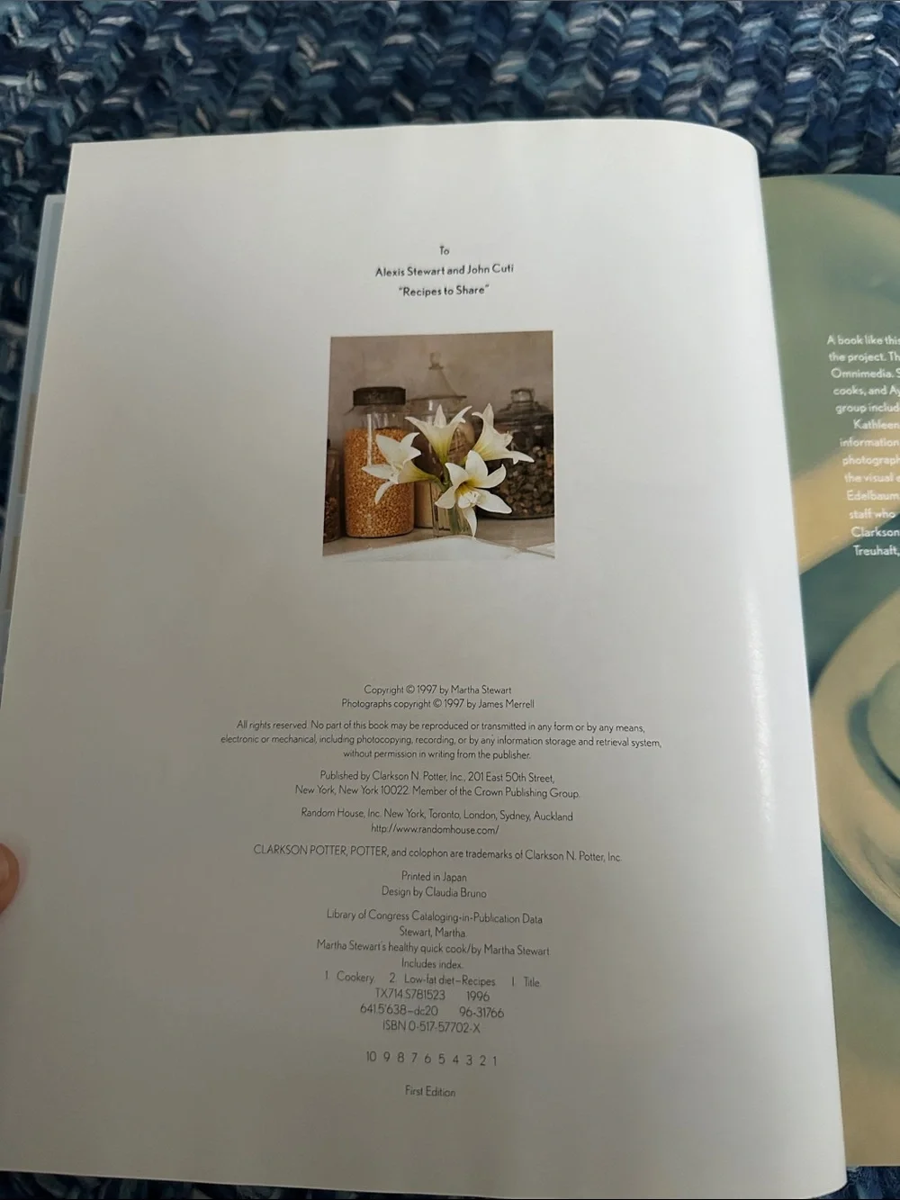 Cookbook “Martha Stewarts Healthy Quick Cook” 1997
